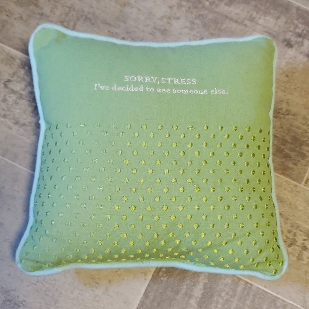 Small Lime & Teal Accent Pillow "Sorry, Stress I've Decided to see someo…